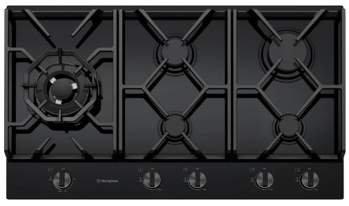 westinghouse 5 burner black ceramic glass gas cooktop