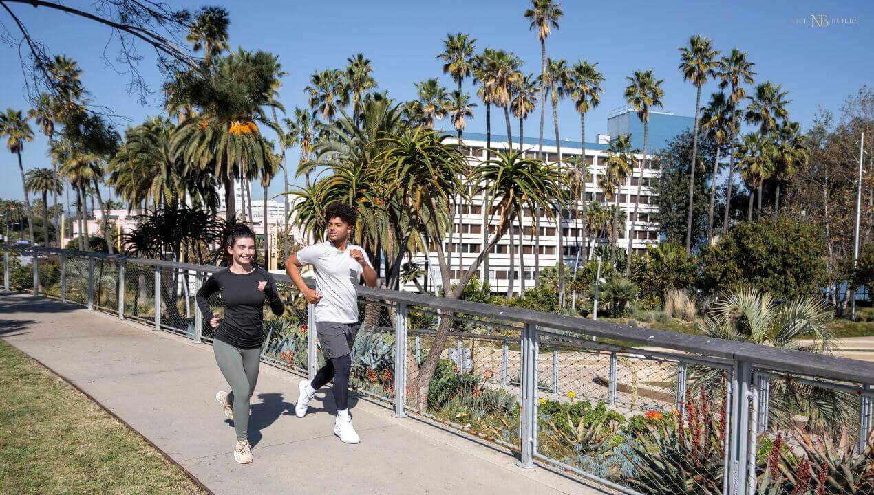 Residents jogging through a well-maintained trail.