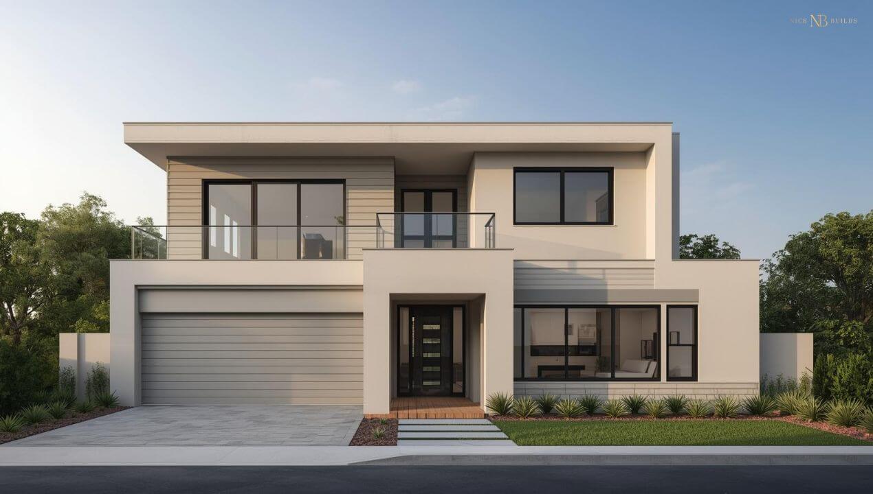 A modern two-storey home. 